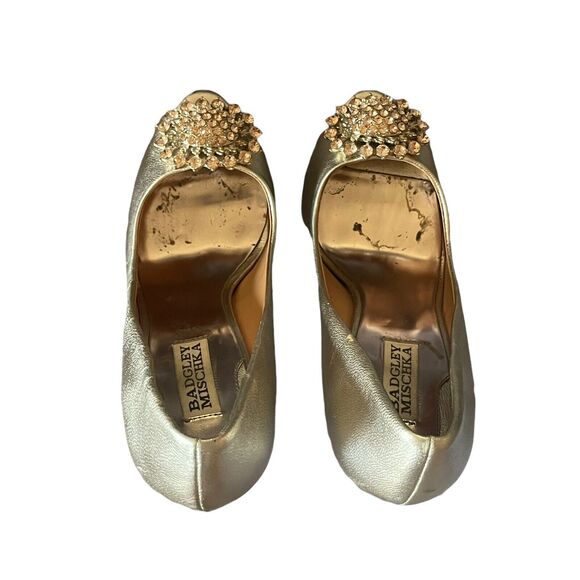 badgley mischka lissa jeweled peep toe heels Size 7.5 - Picture 5 of 9